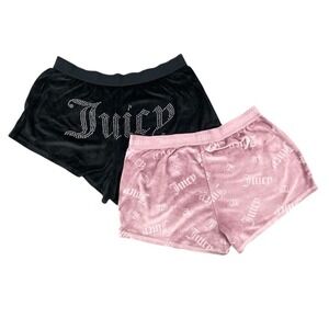 Juicy Couture Women's Velour Shorts Lot Black & Pink Size‎ M Rhinestones EUC